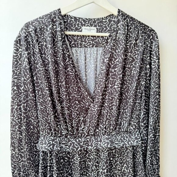 Officine Générale Gathered Printed Satin Midi Dress – Black Size XS - Picture 4 of 9